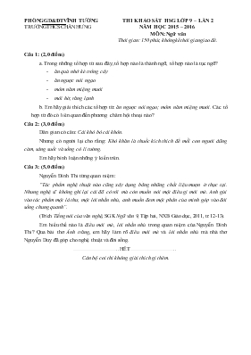 Thi khảo sát hsg lớp 9  Lần 2 năm học 2015  2016 môn Ngữ Văn